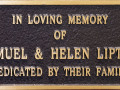 A close-up view of the plaque on the right door.