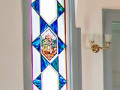 A view of the first stained-glass window on the right side of the sanctuary.