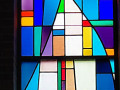 A close-up view of this stained-glass window.