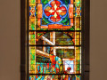 The second stained glass window on the right wall of the sanctuary.