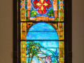 The fourth stained glass window on the right wall of the sanctuary.
